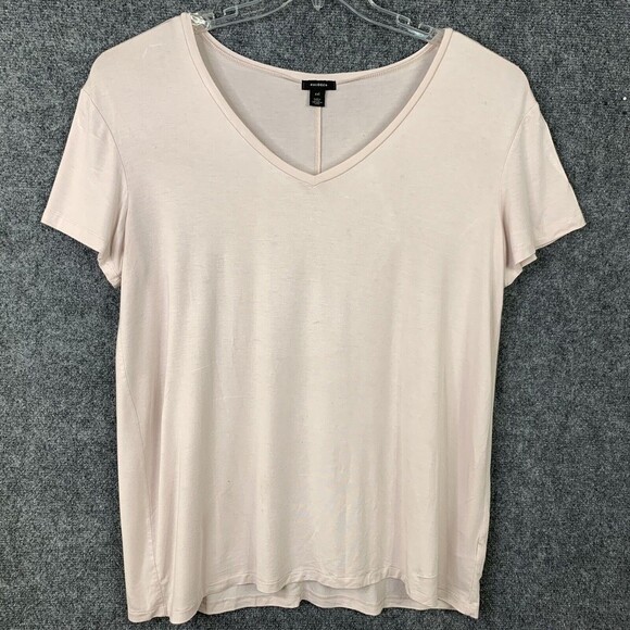 Halogen Stretch Short Sleeve Tee Women XXL Blush Pink Wide V-neck - Picture 1 of 9